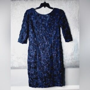 Alex Evenings Midnight Blue Textured Dress